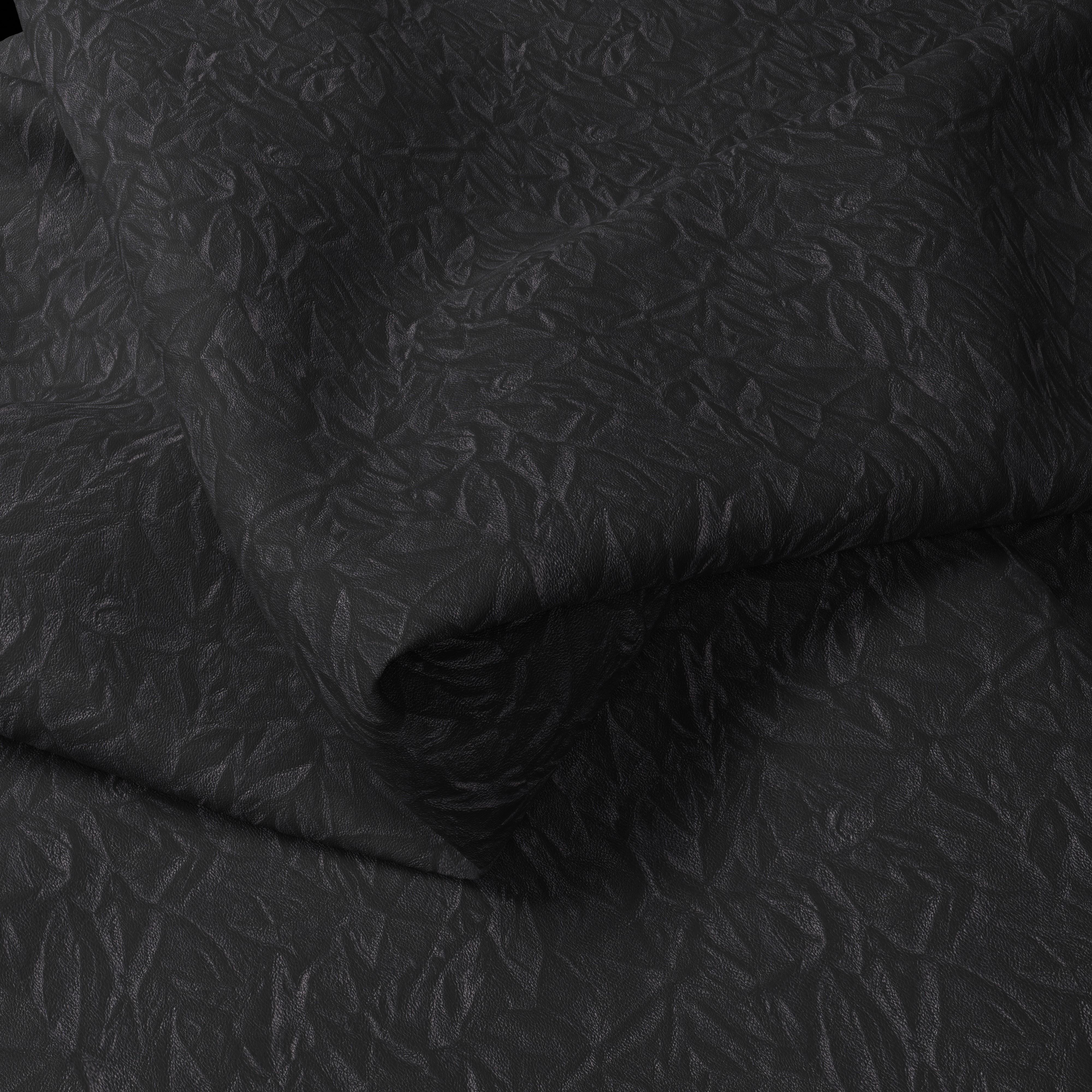 STRETCH VEGETAL CRINKLE BLACK - Lamb Leather Fabric  — Sold per sq.ft