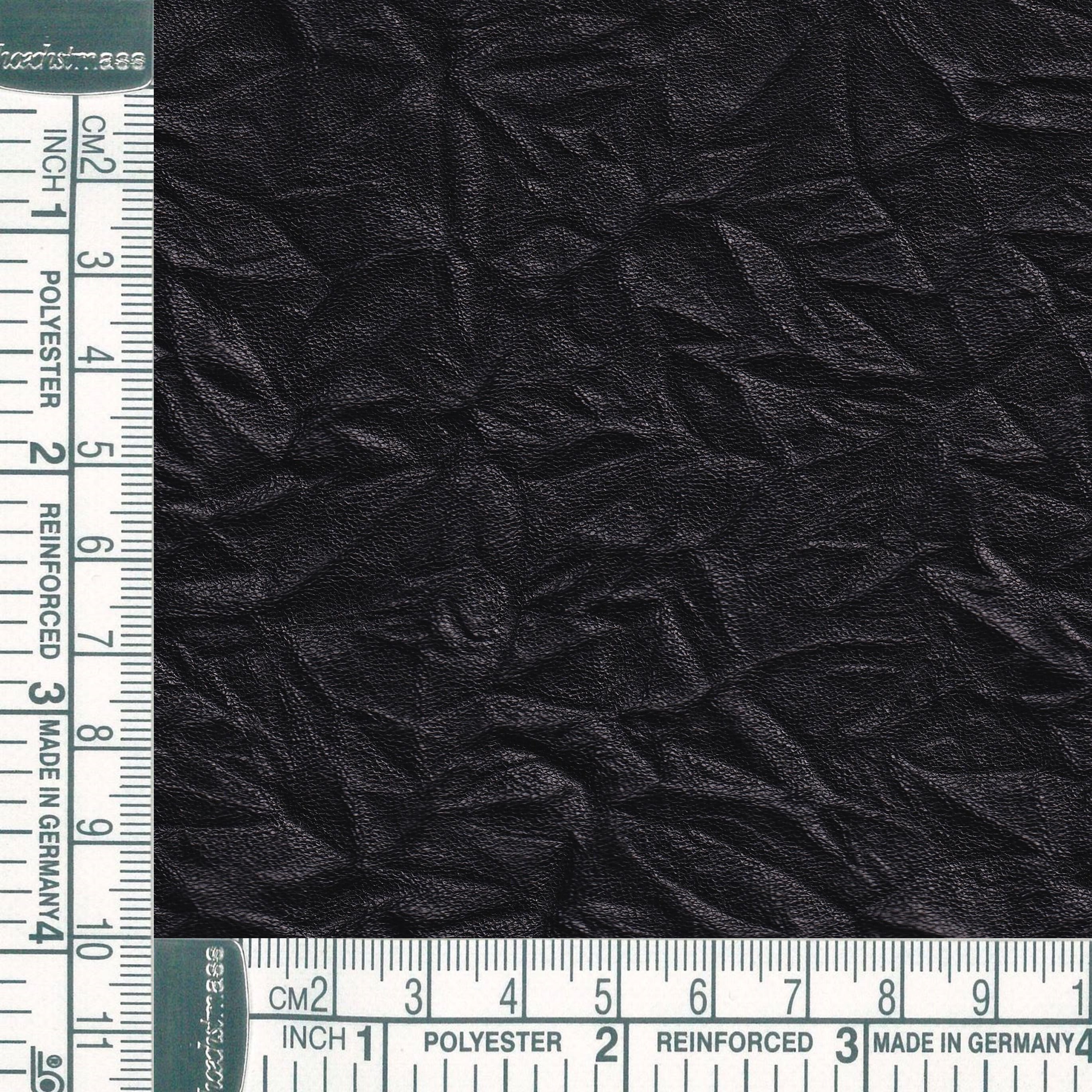 STRETCH VEGETAL CRINKLE BLACK - Lamb Leather Fabric  — Sold per sq.ft